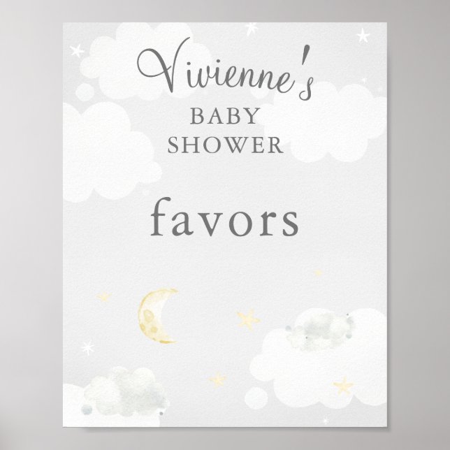 Affiche Twinkle Star Grey Baby shower Faveurs (Devant)