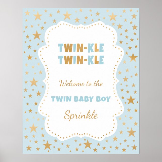 Affiche Twinkle Twin garçon bébé sprinke signe de bienvenu (Devant)