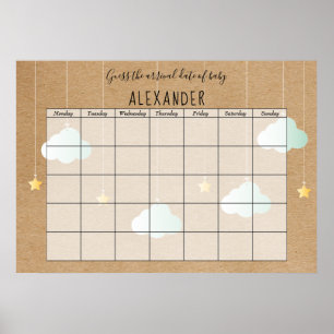 Affiche Twinkle Twinkle Devinez la Date Prévue Rustique