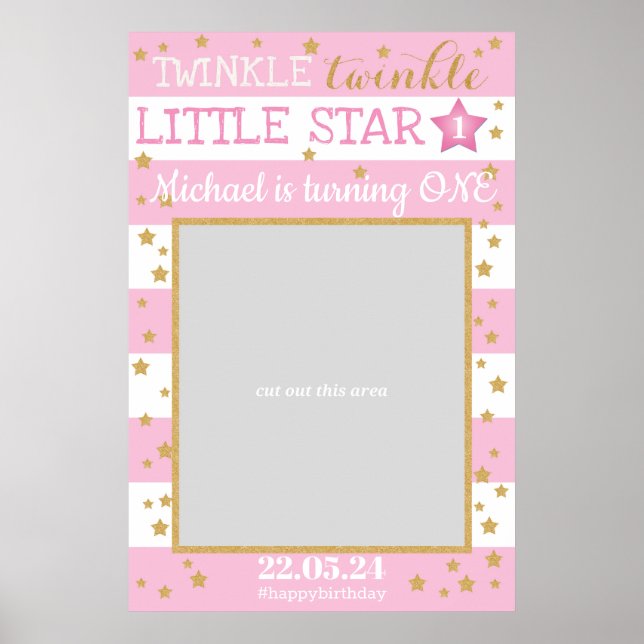 Affiche Twinkle Twinkle Little Star Anniversaire Photo Pro (Devant)