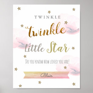 Affiche Twinkle Twinkle Little Star Art de nurserie rose