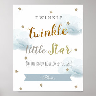 Affiche Twinkle Twinkle Little Star Art pour nurserie bleu