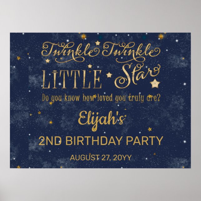 Affiche Twinkle Twinkle Little Star Boy 2e fête d'annivers (Devant)
