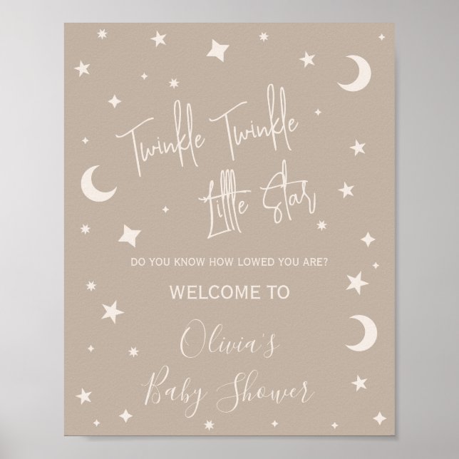 Affiche Twinkle Twinkle Little Star Shower Welcome Sign (Devant)