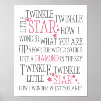 AFFICHE TWINKLE TWINKLE PETIT ÉTOILE - 8X10 ART PRINT ROSE