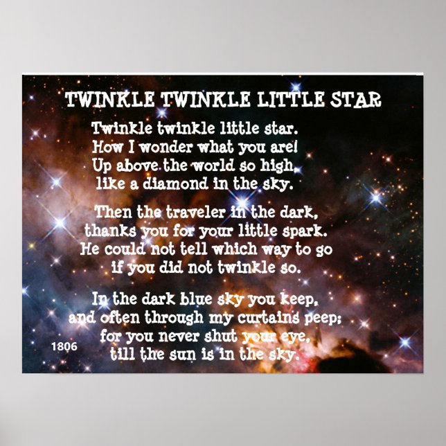 Affiche TWINKLE TWINKLE PETITE ÉTOILE poème (Devant)