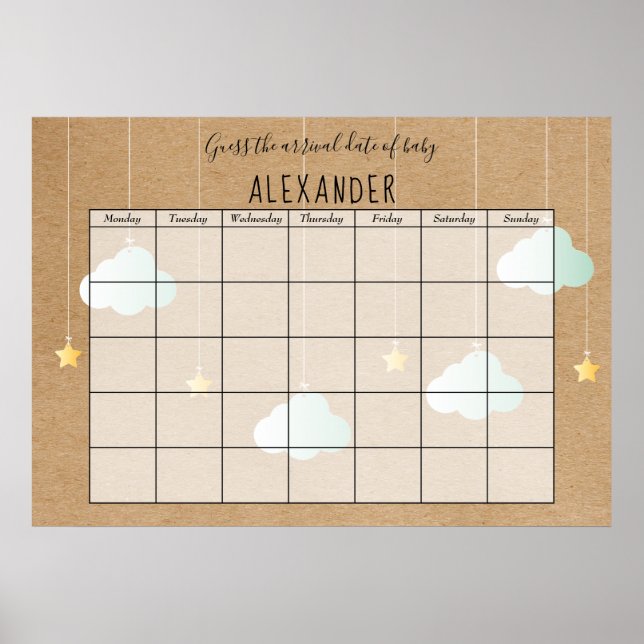 Affiche Twinkle Twinkle Rustic Devinez La Date D'Échéance (Devant)