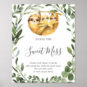 Affiche Twins Sloth Baby shower Devinez The Sweet Mess