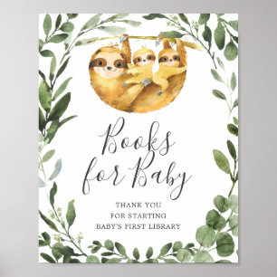 Affiche Twins Sloth Baby shower Livres Pour Baby Sign