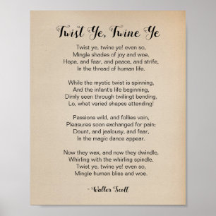 Affiche Twist Ye Twine Ye Poem par Walter Scott Vintage