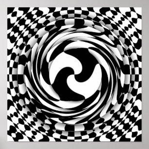 Affiche Twisted mind Black and white op art 12" x 16"