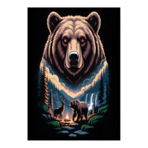 Two bears in the forest dark