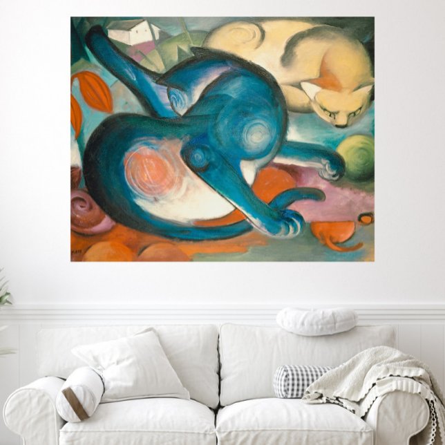 Affiche Two Cats, Blue and Yellow (1912) by Franz Marc (Créateur téléchargé)