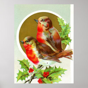 Affiche Two Christmas robins