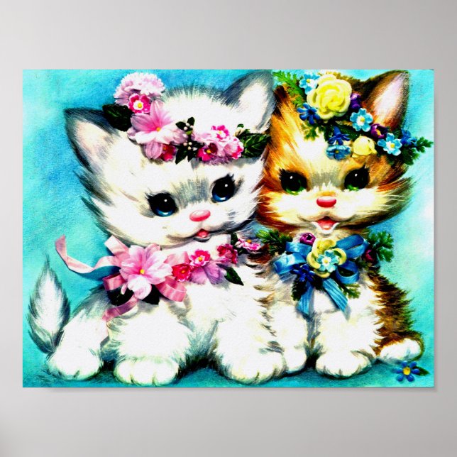 Affiche two kittens and lots of flowers (Devant)