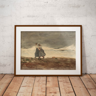 Affiche Two sisters walking by the sea