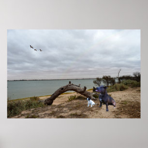 Affiche Two Staffordshire Bull Terrier At The Lake,