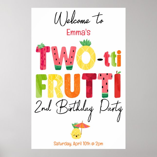 Affiche TWO-tti Frutti Cuties 2e anniversaire Bienvenue (Devant)