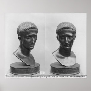Affiche Two views of a bust of Emperor Augustus