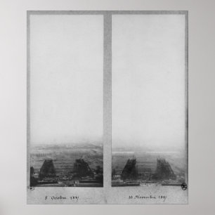 Affiche Two views of the construction of the Eiffel