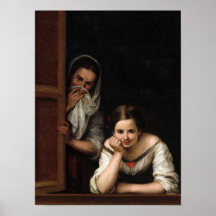 Affiche Two Women at a Window by Bartolome Esteban Murillo