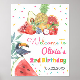 Affiche Twotti Fruitti Fruits Toucan Anniversaire Bienvenu