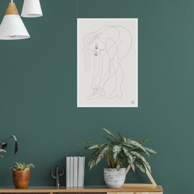 Affiche Tying Laces - Large Archival Drawing Print (Salon 1)