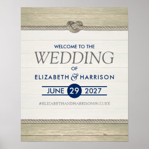 Affiche Tying The Knot Rustic Beach Mariage Bienvenue