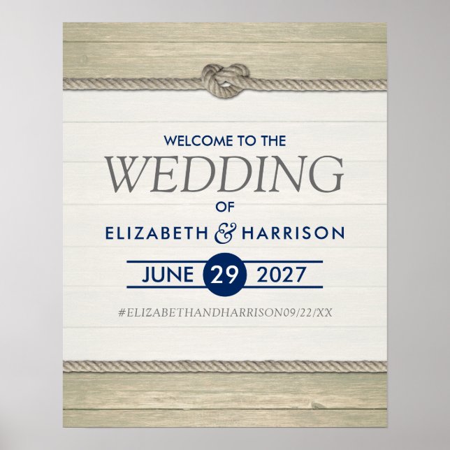 Affiche Tying The Knot Rustic Beach Mariage Bienvenue (Devant)