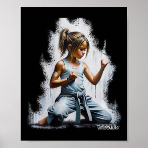 Affiche Type 1 Diabète Karaté Guerrier Fille Porte Mg Et