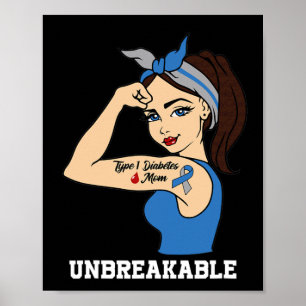 Affiche Type 1 diabète maman incassable Guerrier Sensibili