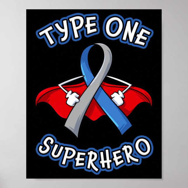 Affiche Type 1 Diabète Superhéros Cadeau de sensibilisatio (Devant)