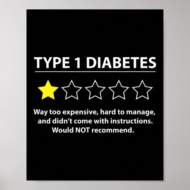 Affiche Type 1 Diabète T1d Une étoile Notation Sensibilisa (Devant)