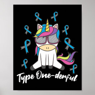 Affiche Type 1 Diabète T1D Unicorne Type Onederene
