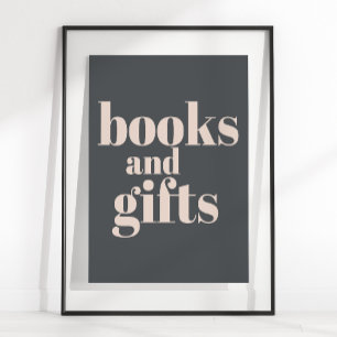 Affiche Type de livre rose gris Baby shower Livres Cadeaux
