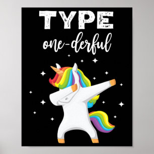 Affiche Type Onederbing Dabbing Unicorn Diabetes Sensibili