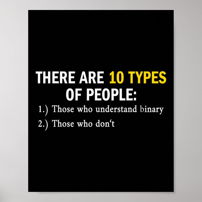 Affiche Types Binaires De Personnes Programmeur Garçons Ne (Devant)