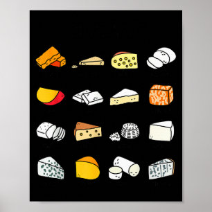Affiche Types de fromage mignons Amoureux de nourriture la
