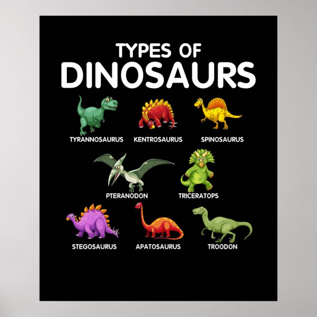 Affiche Types Of Dinosaurs Dino Identification (Devant)