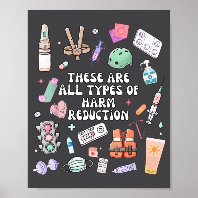 Affiche Types Of Harm Reduction Overdose Awareness Social  (Devant)