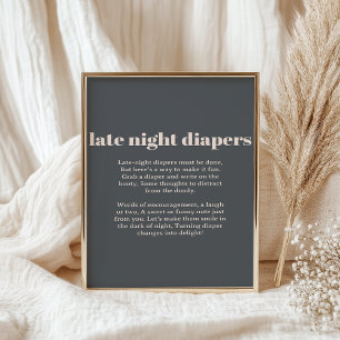 Affiche Typographie Bohème Bébé Couche de Nuit Rose Gris