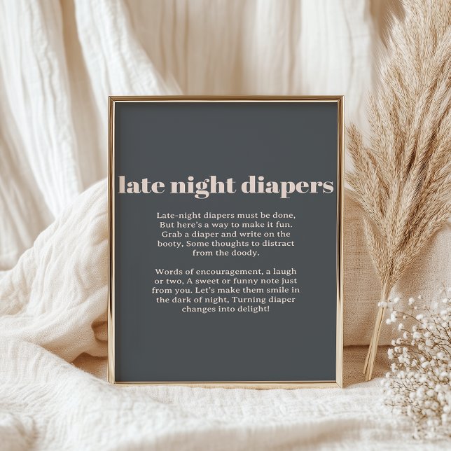 Affiche Typographie Bohème Bébé Couche de Nuit Rose Gris (Créateur téléchargé)