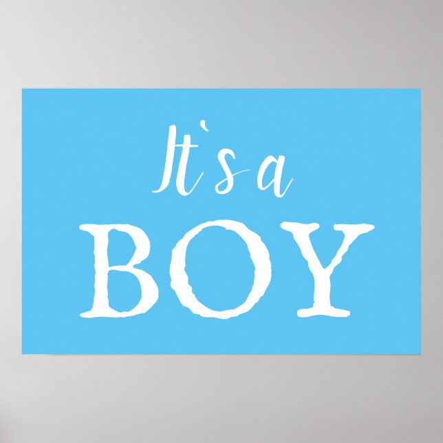 Affiche Typographie C'est un Garçon Bleu Fête de Naissance (Devant)