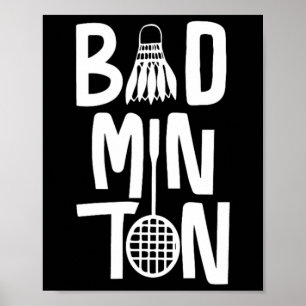 Affiche Typographie cool Badminton avec Volant de badminto