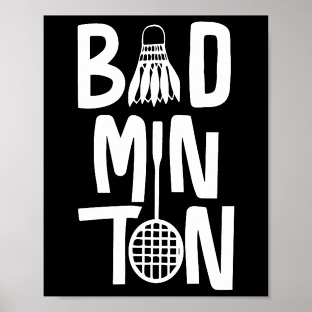 Affiche Typographie cool Badminton avec Volant de badminto (Devant)