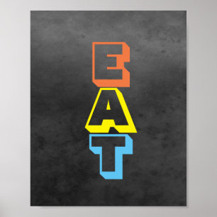Affiche typographie d'affiche de cuisine coloré moderne