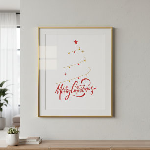 Affiche Typographie d'arbre de Noël Script Minimaliste