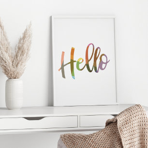 Affiche Typographie d'art de mot géométrique coloré Hello