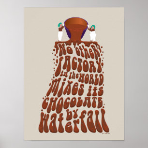 Affiche Typographie de cascade au chocolat Willy Wonka
