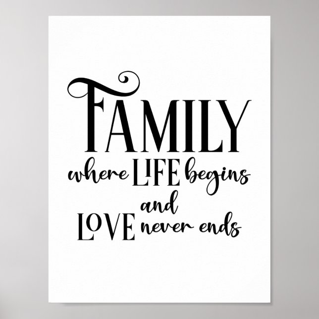 Affiche Typographie de citation de famille moderne (Devant)